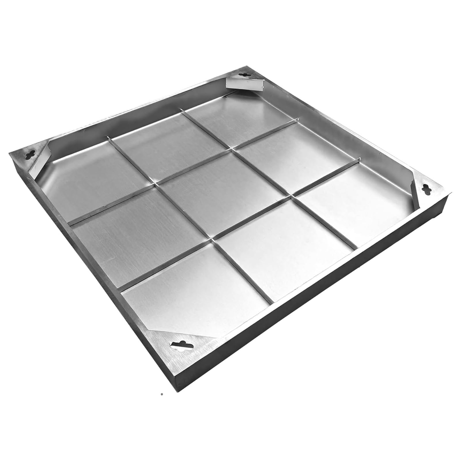 GHHVFEC Heavy-Duty 304 Stainless Steel Recessed Manhole Cover, Square Embedded Invisible Inspection Lid for Driveways, 300x300mm (11.8x11.8in)