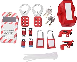 Electrical Lockout Tagout Kit, Circuit Breaker Lockouts, Loto Tags, Plug Lockout, Safty Padlock, Group Lockout Hasps, Nylon Ties, Red Bag, Tag Out Station for Industrial Chemical