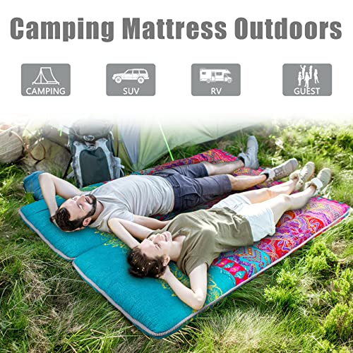 Image of MAXYOYO Bohemian Floor Bed, Japanese Futon Mattress, Narrow Twin Single Bed, Foldable Roll Up Camping Cot for Adults