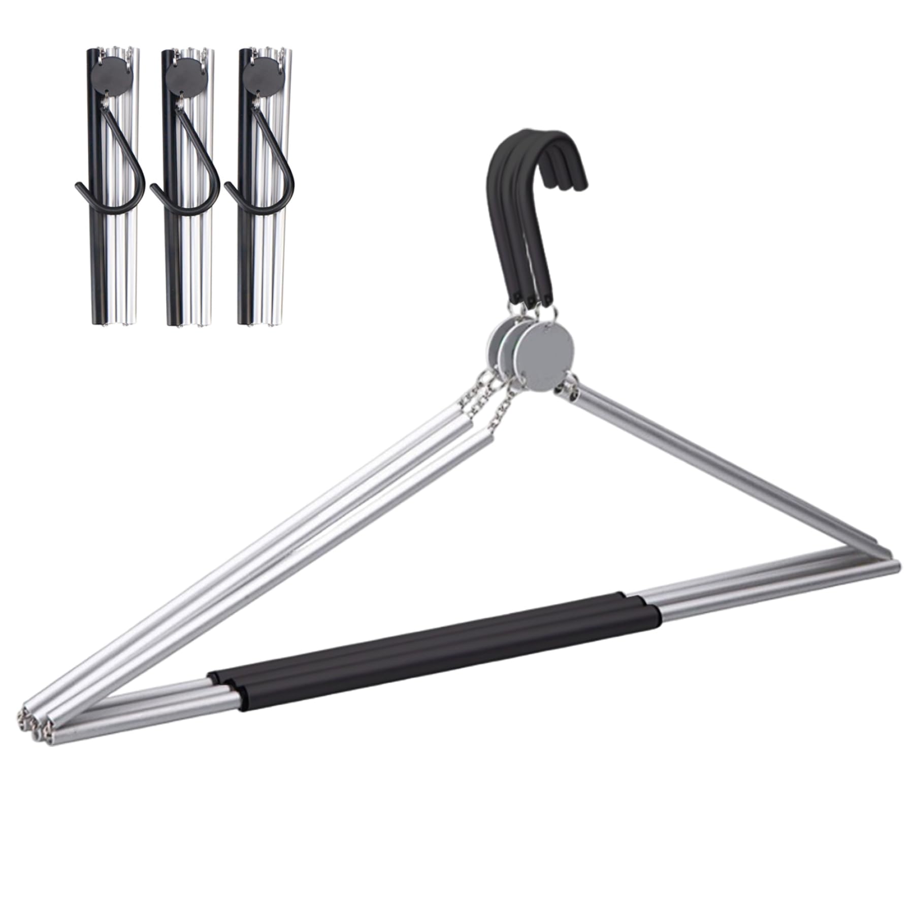 Hperu 3Pcs Travel Hangers, Foldable for Suitcase Light Aluminium Alloy Portable Hangers for Business Trip Caravan Hotel