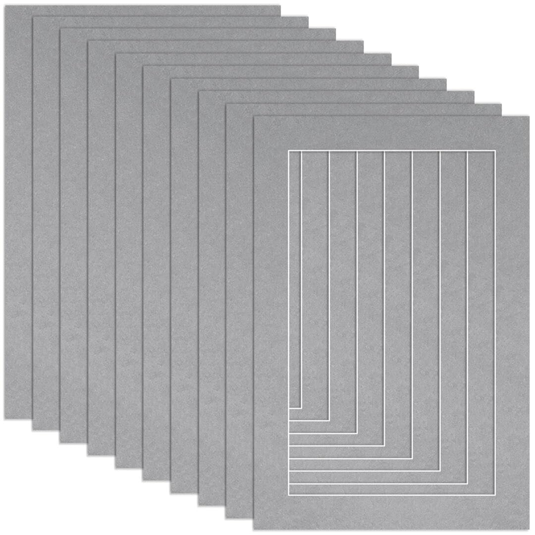 Procut Global 6x4" Silver Picture Mounts to Fit 5x3" Aperture - Precision Cut Cardboard Photo Mount - Ideal for Frames, Prints, Artwork & Certificates - Sizes & Colours Available - 10 Pack โ image 1
