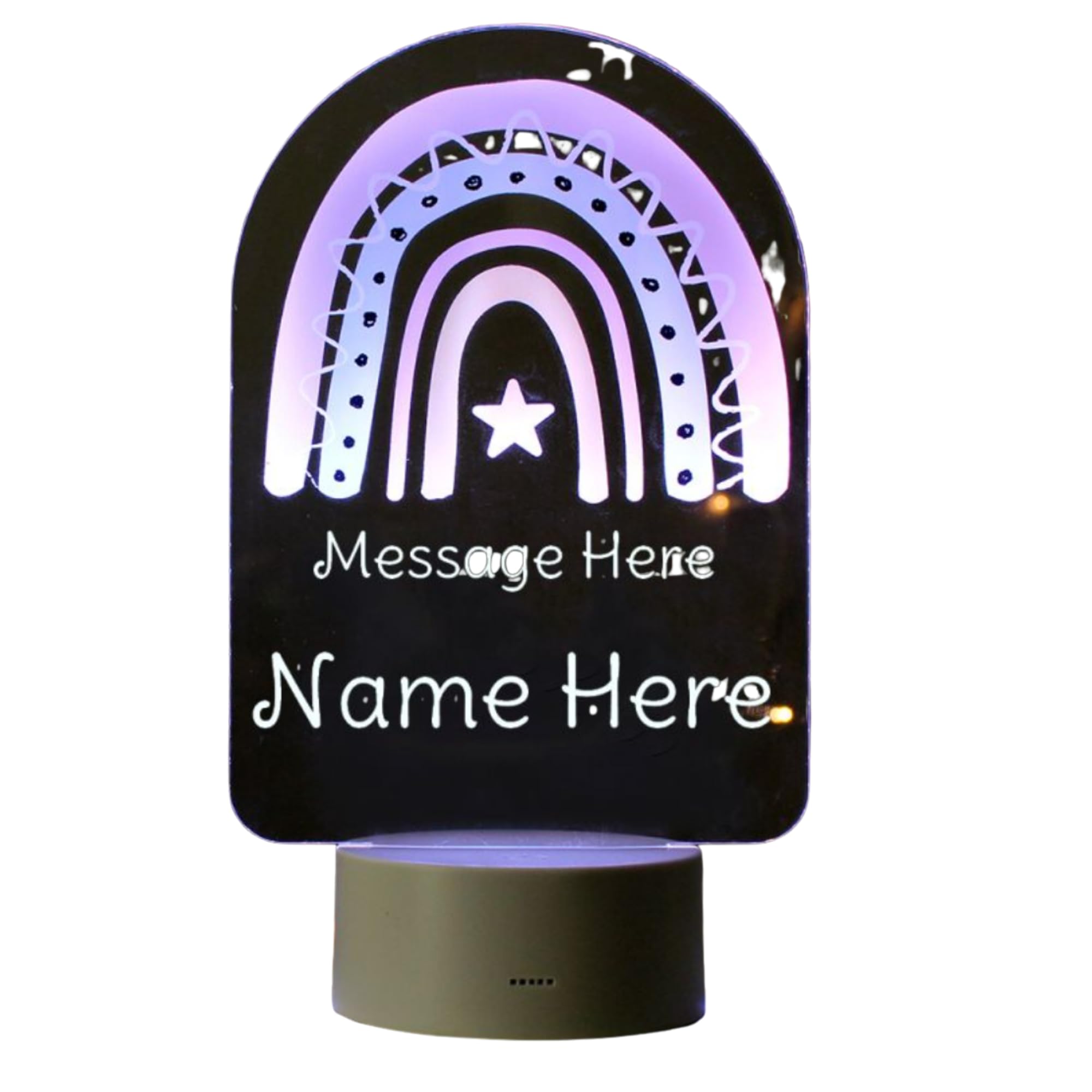 Rainbow Colour Changing Light. Personalised LED Night Light.