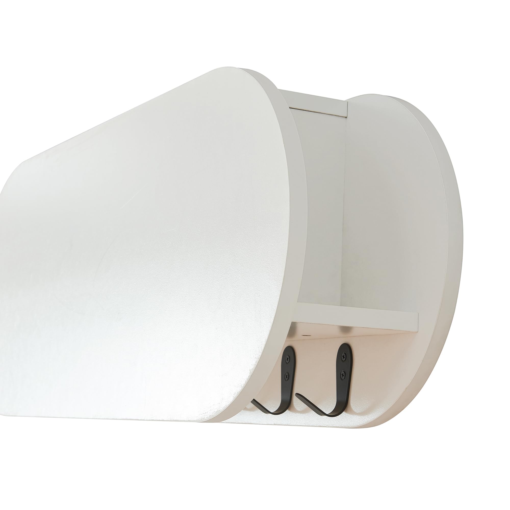 [en.casa] Appendiabiti da Parete con Scomparto Chiuso e Vani Aperti Mensola Attaccapanni a Muro con Anta a Ribalta e 6 Ganci per Borse Cappotti 80 x 16 x 30 cm - Bianco