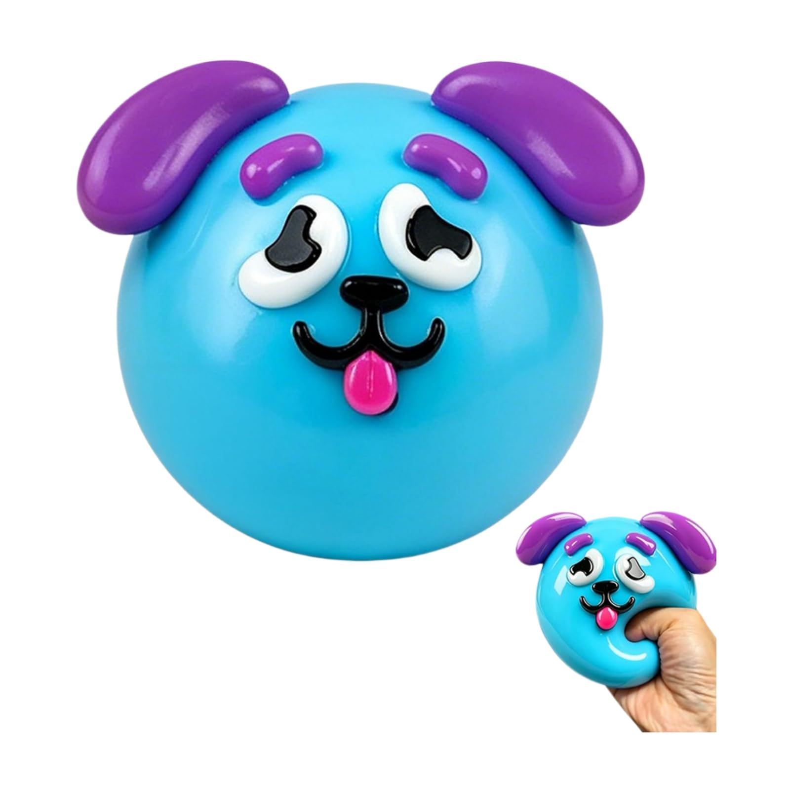 Smushers Squishy Fidget Toy with Interchangeable Faces, Dog Face Swap Squishy Stress Balls DIY Face Squeeze Toy Soft Dog Face Swap Stress Relief Sensory Squeeze Toy Home Office (F)