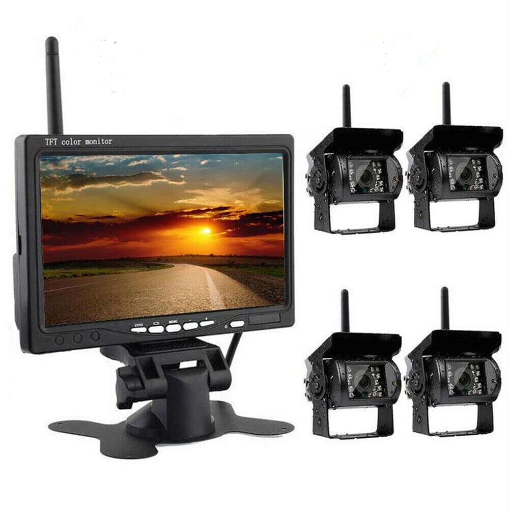 Bezprzewodowa cyfrowa kamera cofania z 4 bezprzewodowymi kamerami zapasowymi 7-calowy ekran LCD Bezprzewodowy monitor panoramiczny