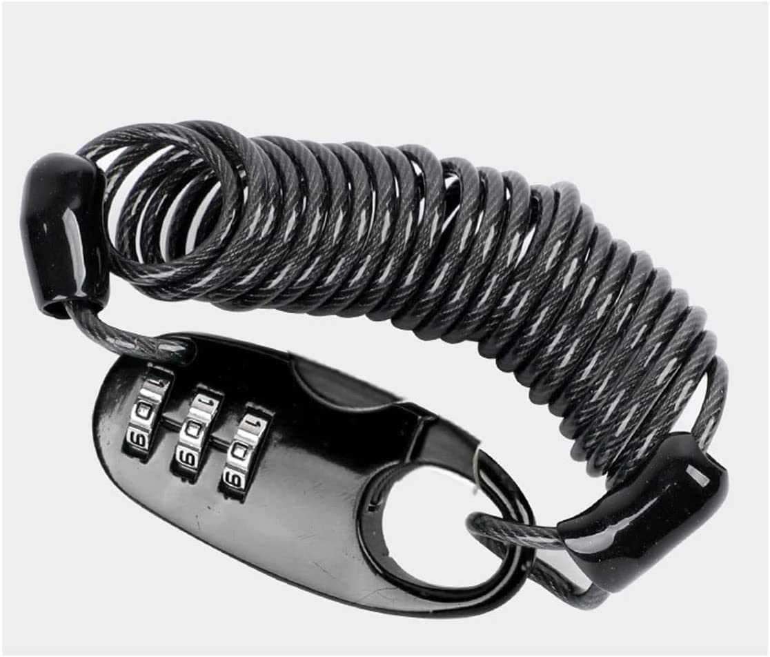 Candados de Cable con contraseña de 3 dígitos, antirrobo para Bicicleta, para Casco, sillín, Motocicleta, Scooter, Ciclismo, Accesorios de Bicicleta (Negro, 1,5 m)