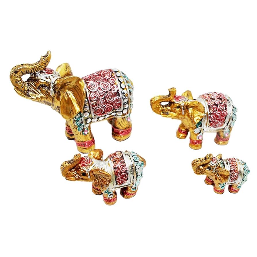 Amazon.co.jp: WPYST 7点セット ゴールド&レッド 幸運の象の像