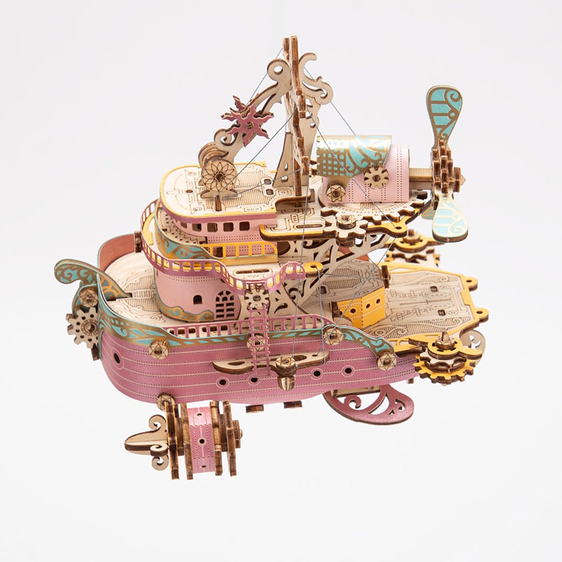 3D Puzzle Holz Flugschiff, DIY Steampunk Flugschiff Holzmodelle Bausätze, 3D Modellbau Holzbausatz Handwerk Holzbausatz Geschenk für Erwachsene