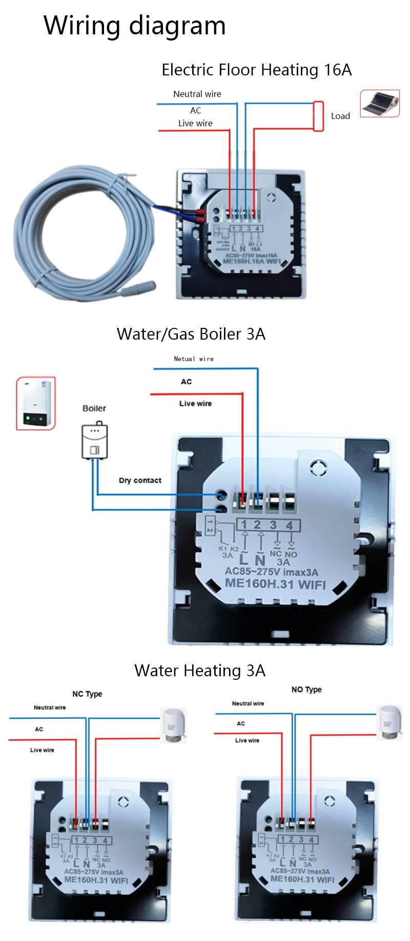 Intelligentes Heizthermostat mit Farbdisplay für Gasheizkessel