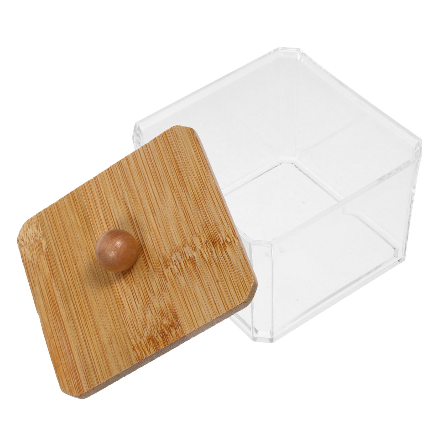 Cabilock 5-teiliger Wattestäbchenhalter Make-up-schwamm-organizer Wattepad-box Mit Deckel Glatter Holz-organizer Für Ihren Schminktisch Verhindert Feuchtigkeit Und