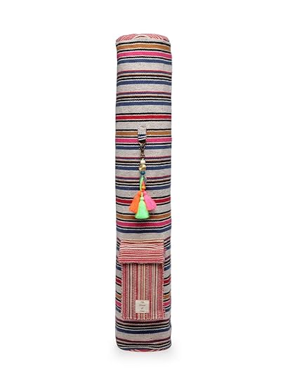 The House of tara Handloom Fabric Yoga Mat Bag Cover with Tassel Embelishment for Men and Women (HTYB 005_Multicolor)