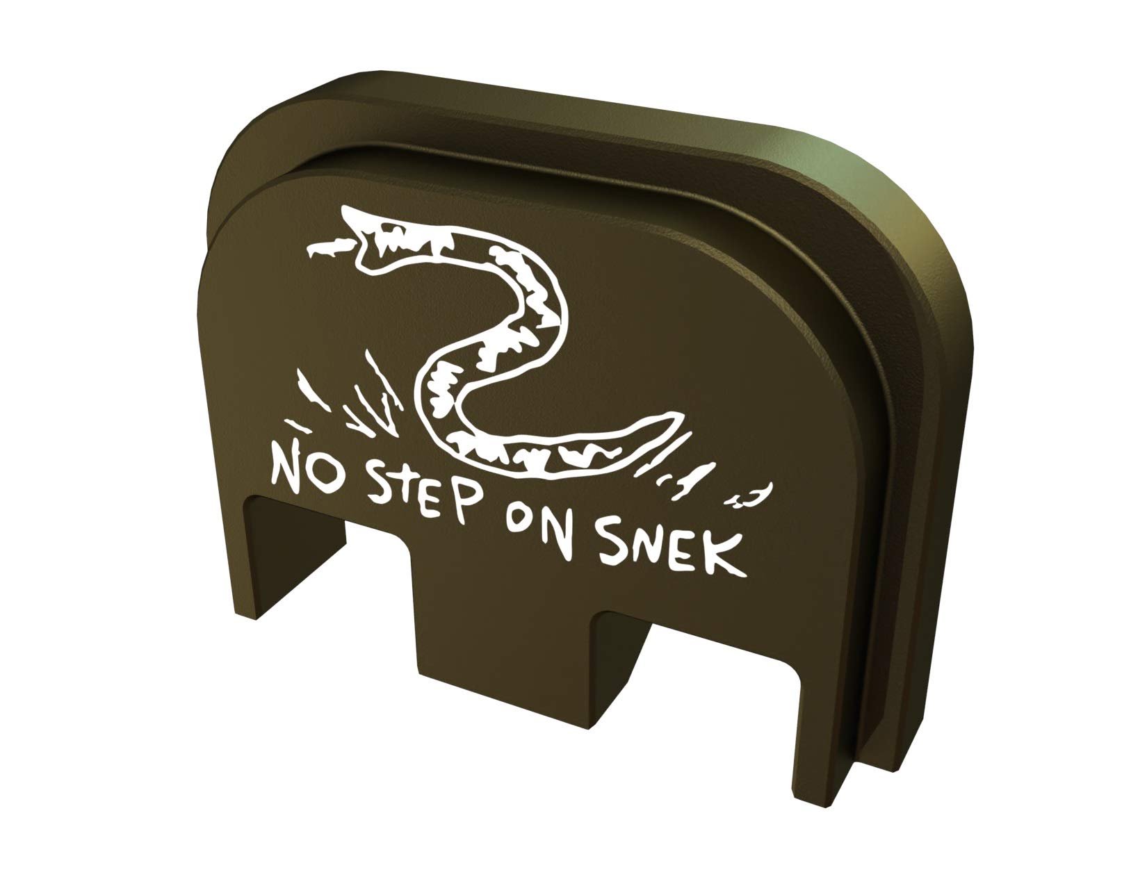 Rowe Tactical Rear Slide Cover Plate for Glock Gen 1-5 - Olive Drab No Step On Snek - for Glock G17 G19 G21 G22 G23 G24 G26 G27 G29 G30 G31 G32 G33 G34 G35 G36 G37 G38 G39 G40 G41 G45