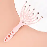 Massageador de couro cabeludo, massageador de cabeça portátil SPA, massageador de cuidados capilares de 9 pontas, alívio de pressão profundo para estresse, bom presente para os pais, rosa