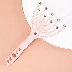 Massageador de couro cabeludo, massageador de cabeça portátil SPA, massageador de cuidados capilares de 9 pontas, alívio de pressão profundo para estresse, bom presente para os pais, rosa