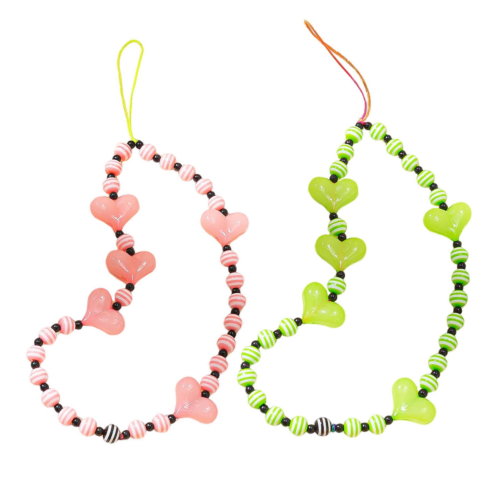 Staqlo 2PCS Handmade Heart Beads Phone Charm - Cute Colorful Phone Bracelet Lanyards and Wrist Straps zlax-15
