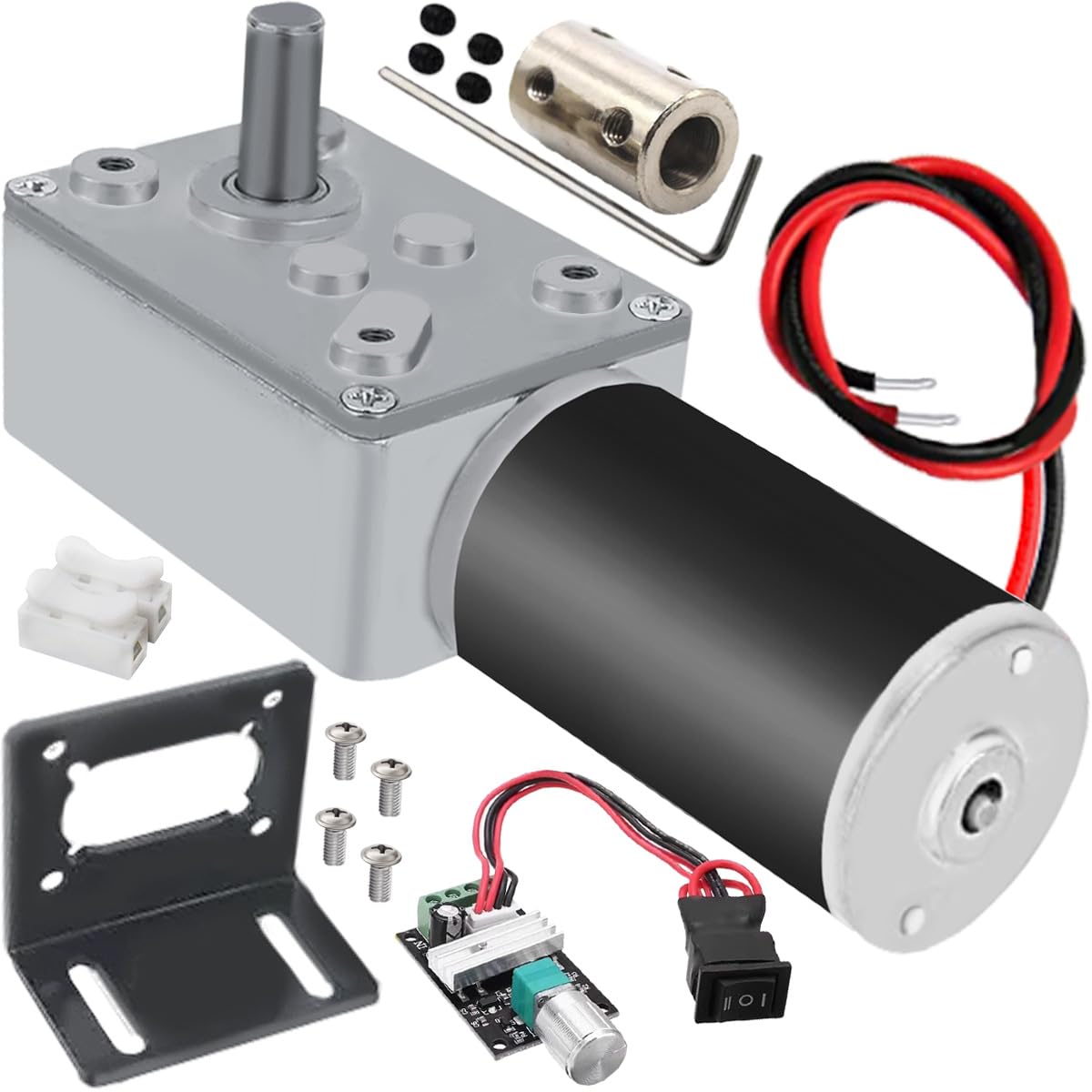 JYUDAUFU DC 12V Reduction Motor 80 RPM High Torque Worm Gear Motor with Bracket, Terminal, for RC Toy/Electrical Appliances/Robot/Oven/Automation/DIY/Test