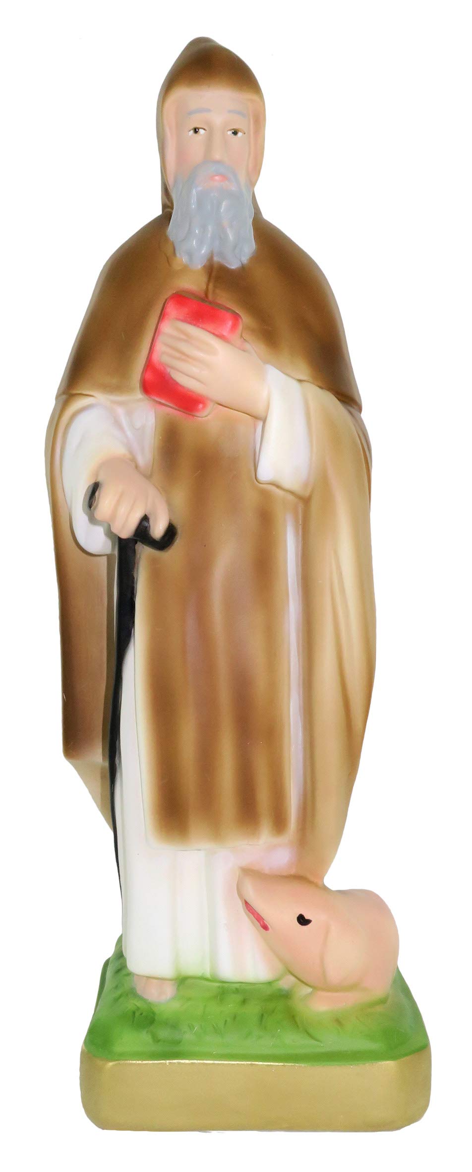 Ferrari & Arrighetti Brown Saint Anthony The Great Statue, Hand-Painted Plaster (23 Cm / 9 In)