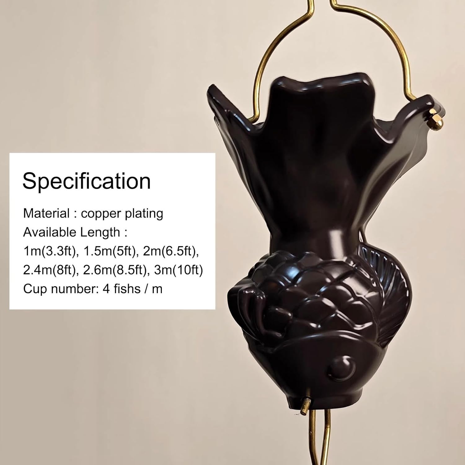 Rain Chain Rain Catcher Chain Aluminium Rainwater Chains, Rain Drainage Chain for Temple Courtyard Gutter Downspout,Adjustable Length Roof Rain Chain (Style2 260cm (102 3/8"))