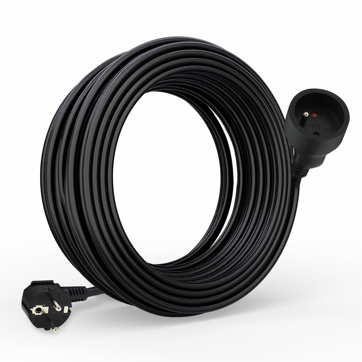 Waytex 51022 Przedłużacz elektryczny długość 10,00 m, kabel 3x1,5 mm2, gniazda 16A Europa 2P+T z zabezpieczeniem dzieci, certyfikat CE NF, czarny