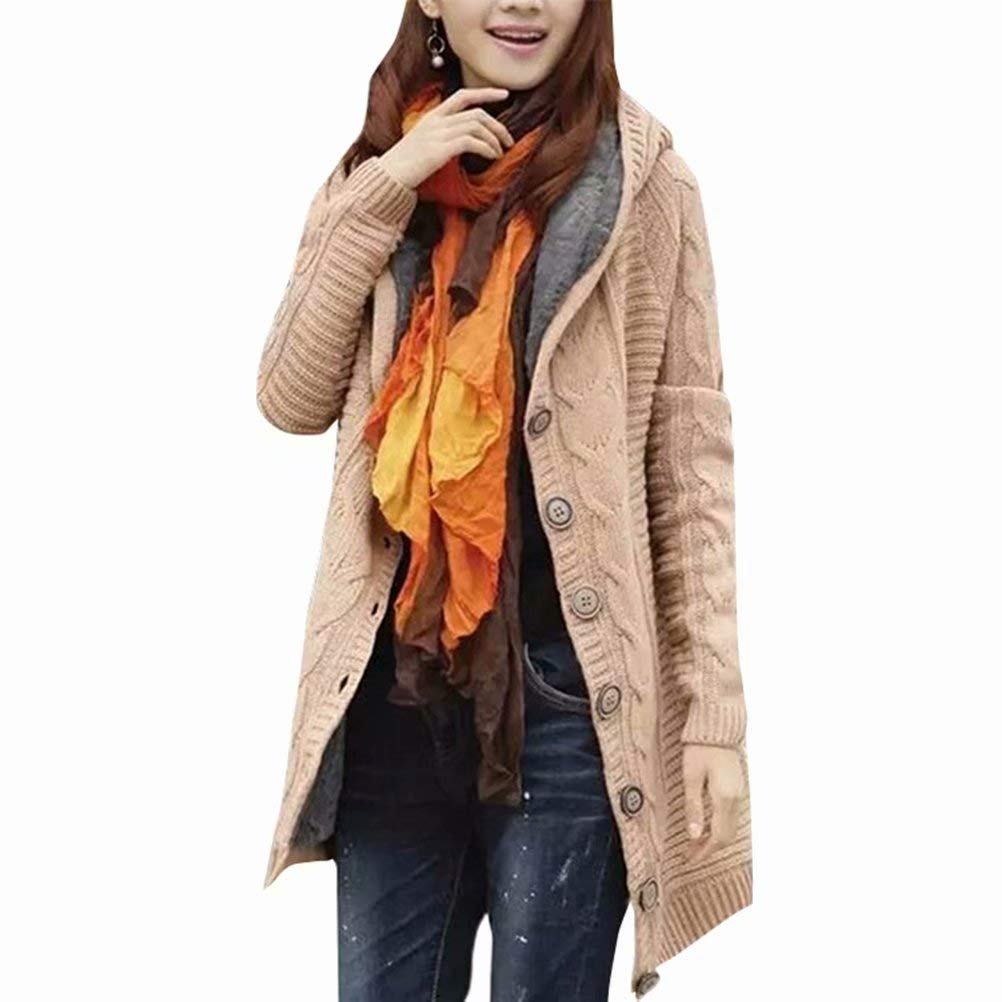 [Joint go] カーディガン レディース ニットコート カジュアル 長袖 フッド付き 裏ボア 前開き ケーブルニット オーバーサイズ ゆったり シンプル 厚手 ファッション 通勤 通学 秋 冬