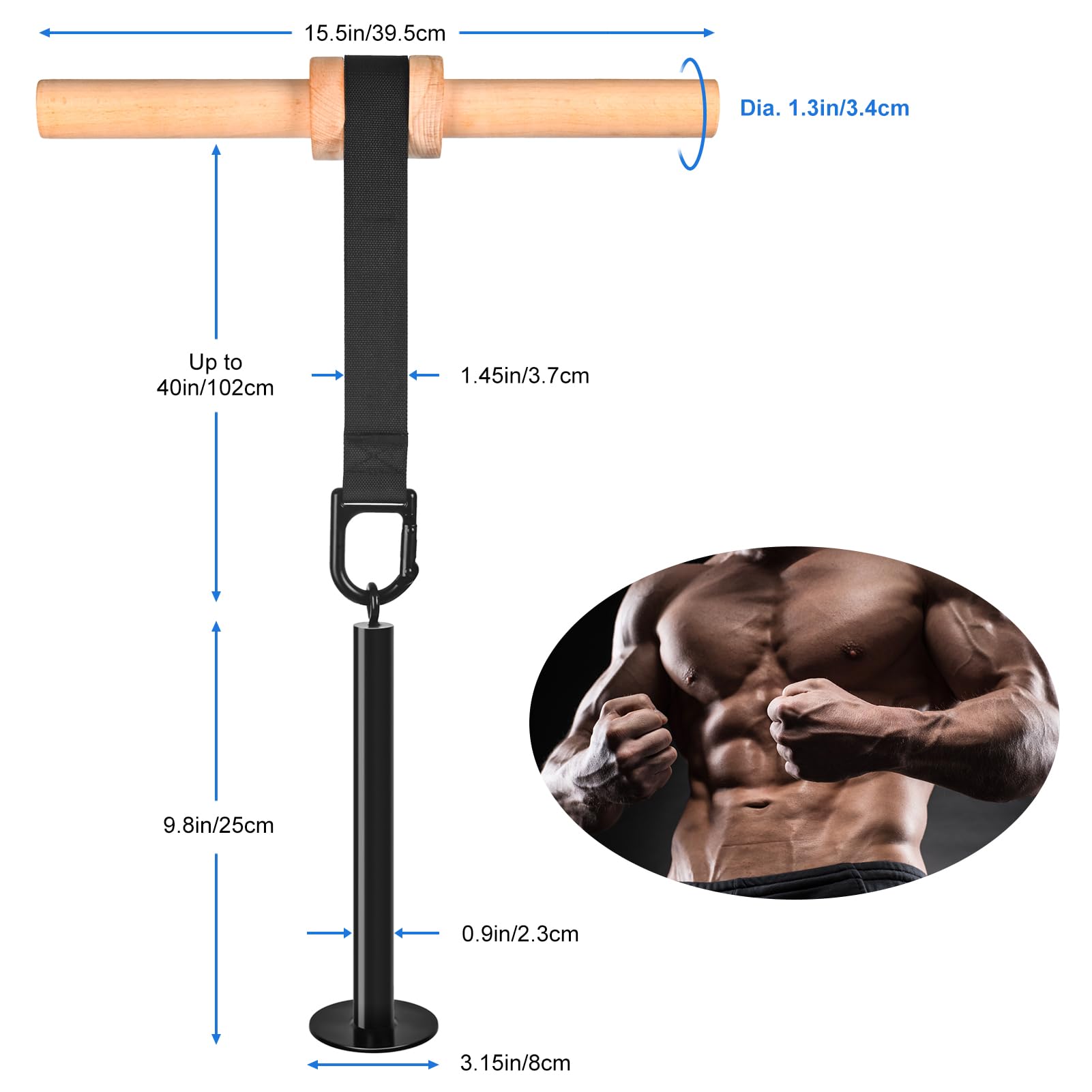Rouleau de musculation pour avant-bras avec impacteur à doigt, bâton Rouleau de musculation pour avant-bras avec impacteur à doigt, bâton