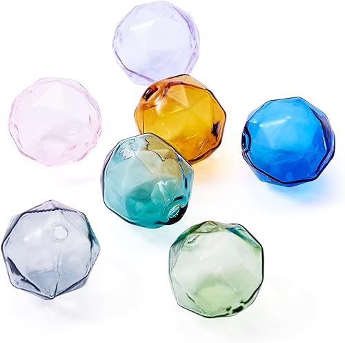 Vista 211 de FASHEWELRY 10 cuentas de cristal hechas a mano, cuentas florales de cristal, cuentas espaciadoras de flores de trompeta transparentes, cuentas