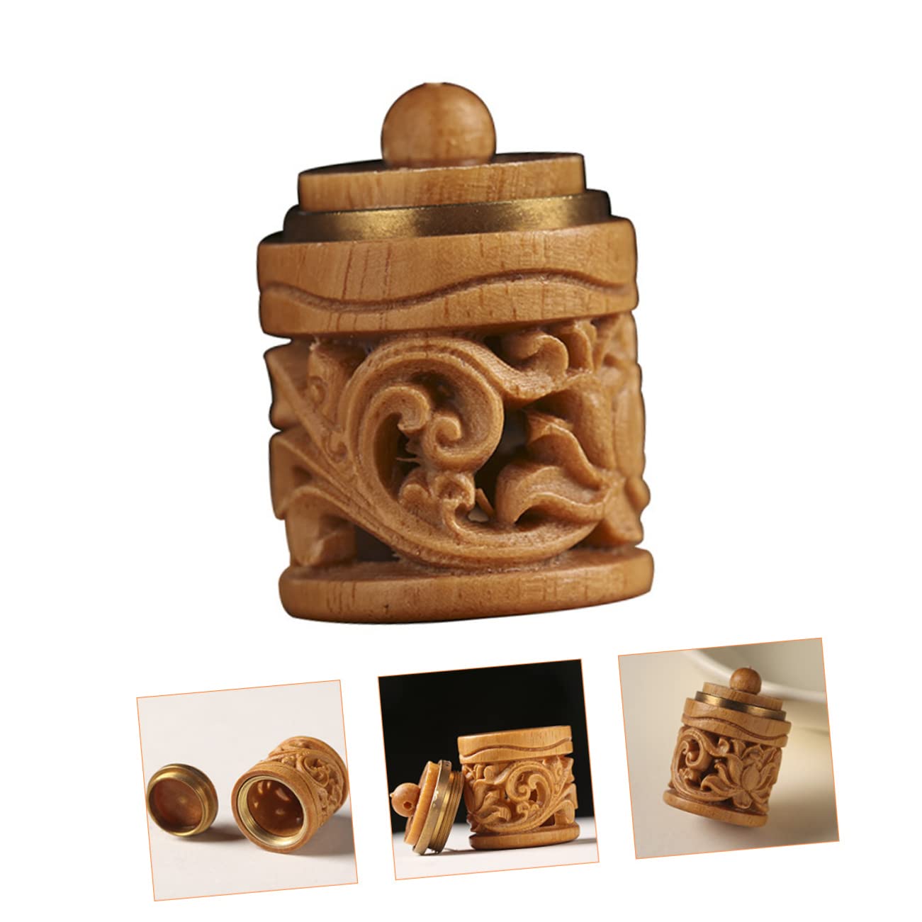 Ciieeo 8stücke Titel Holz Duftkugel Flasche Handgeschnitzter Aromatherapie Für Auto Und Zuhause Vintage Design Füllbar Mit Duftperlen