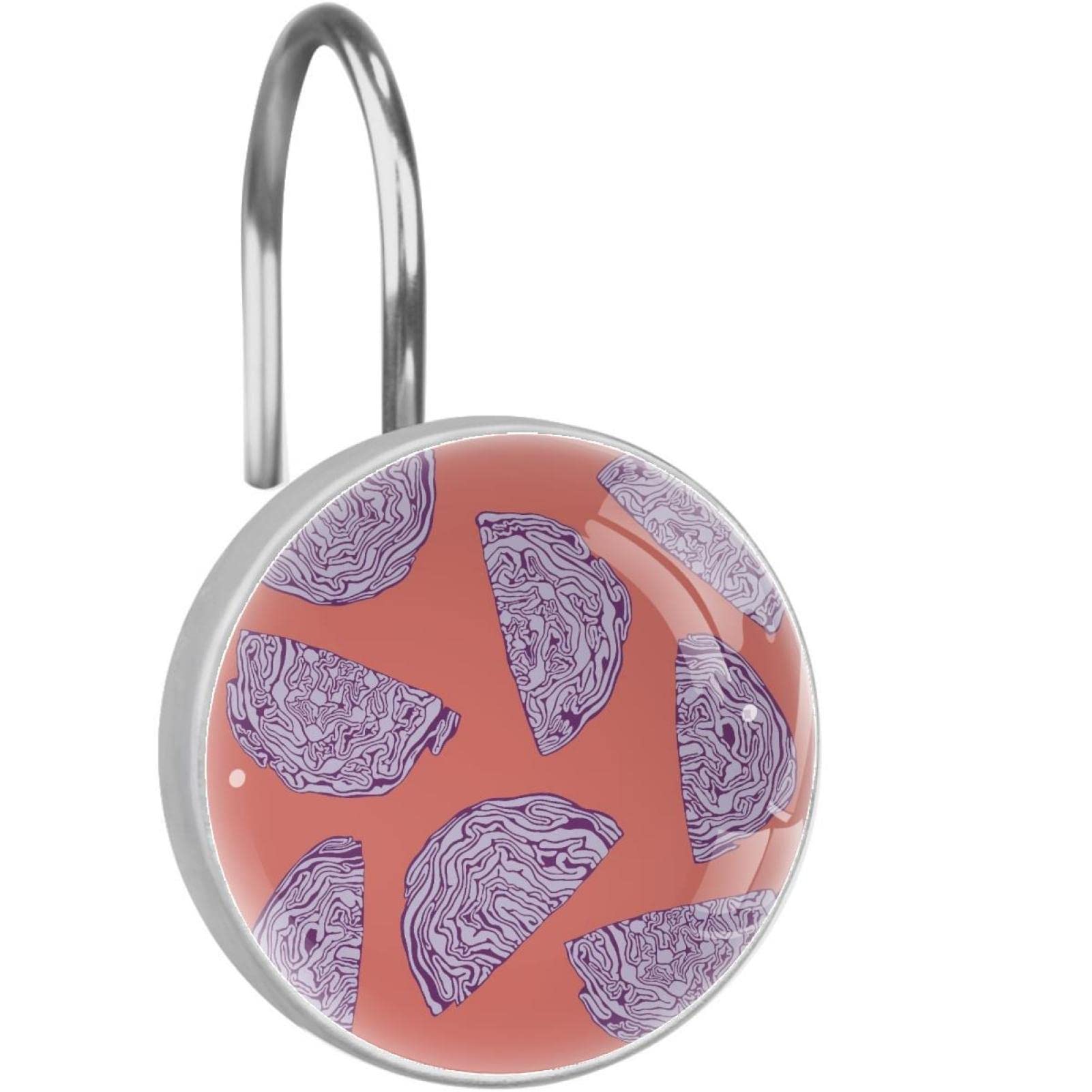 Crochets rideau de douche en acier inoxydable durable motif chou violet