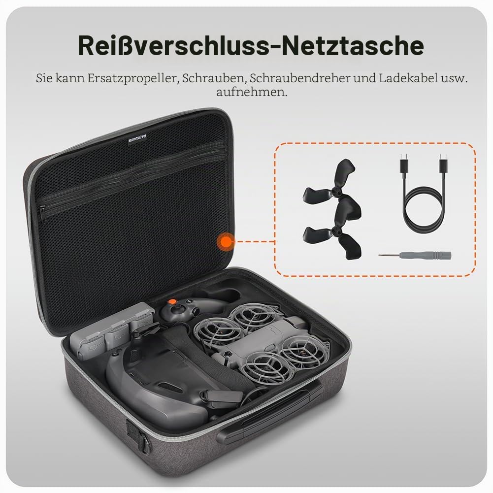 Tragetasche für DJI Neo 2 Motion Fly More Combo, tragbare Reise-Aufbewahrungs-Schultertasche für Goggles N3, RC Motion 3, Ladestation und anderes Drohnenzubehör