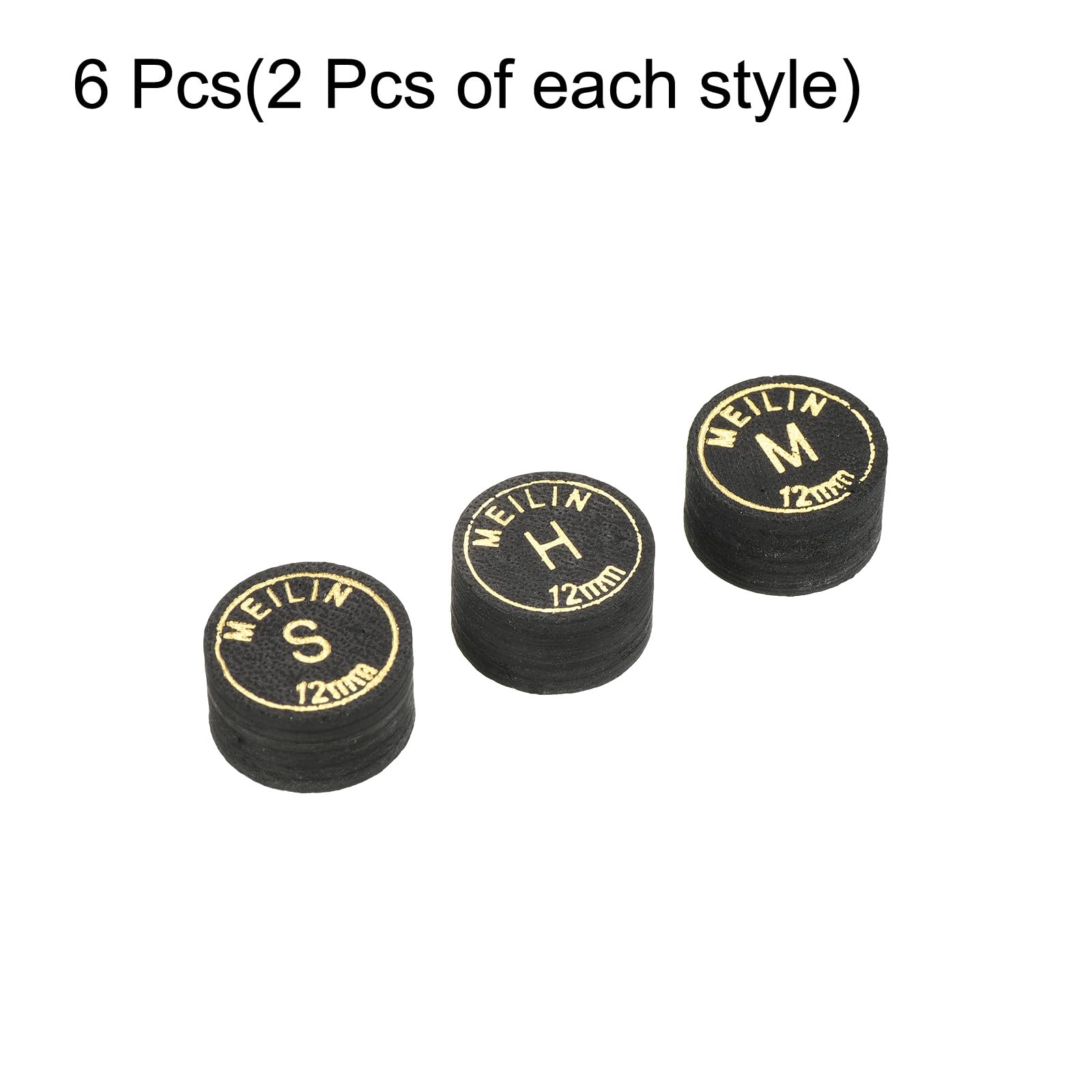 PATIKIL 12mm Billar Taco Puntas Kit, 6 en 1 H, M, S Múltiples Capas Pool Billar Taco Puntas Laminado Pegamento Snooker Palo Punta Billar Accesorios, Negro