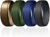 ROQ Silicone Rubber Wedding Ring for Men, Comfort Fit, Mens Wedding Band, Durable Rubber Engagement Band, Enhanced Breathability, Inner Arrow Grooves, Multi Packs, Multi Colors