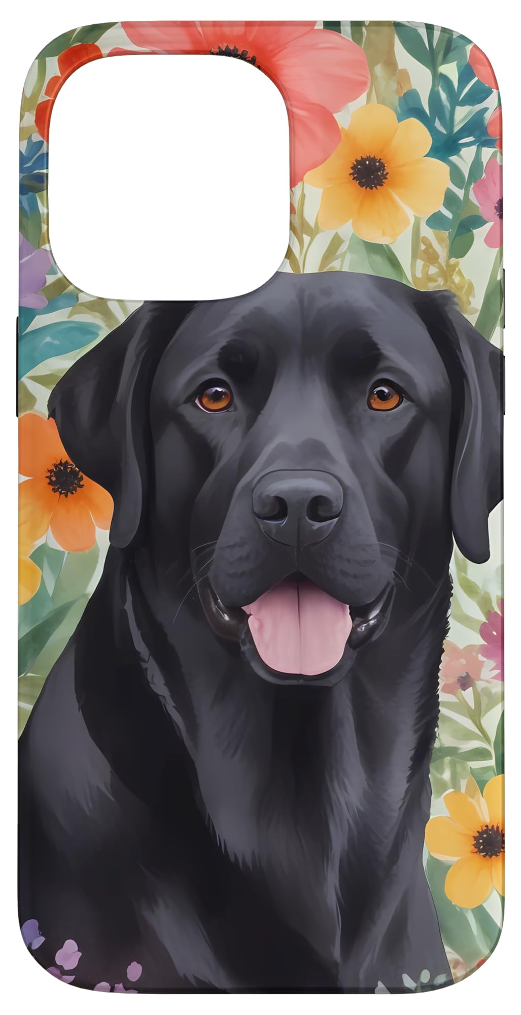 Black Lab in Colorful Flowers - Watercolor Dog Art Case for iPhone 14 Pro Max
