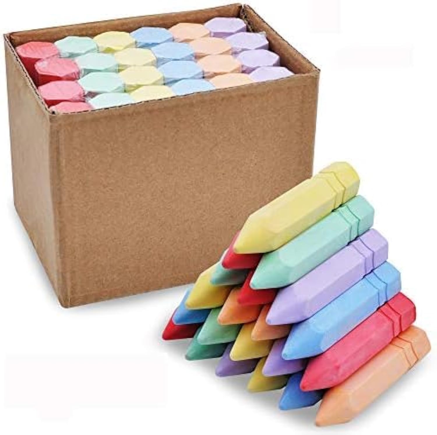 ChicAbode 24 Pack Cone Shaped Chalk, Non Toxic Jumbo Chalk, Washable Chalks Set, Easy to Use, Easy to Hold, for Art Play, Summer Outdoor Games and Chalkboard Drawing, 6 Different Color
