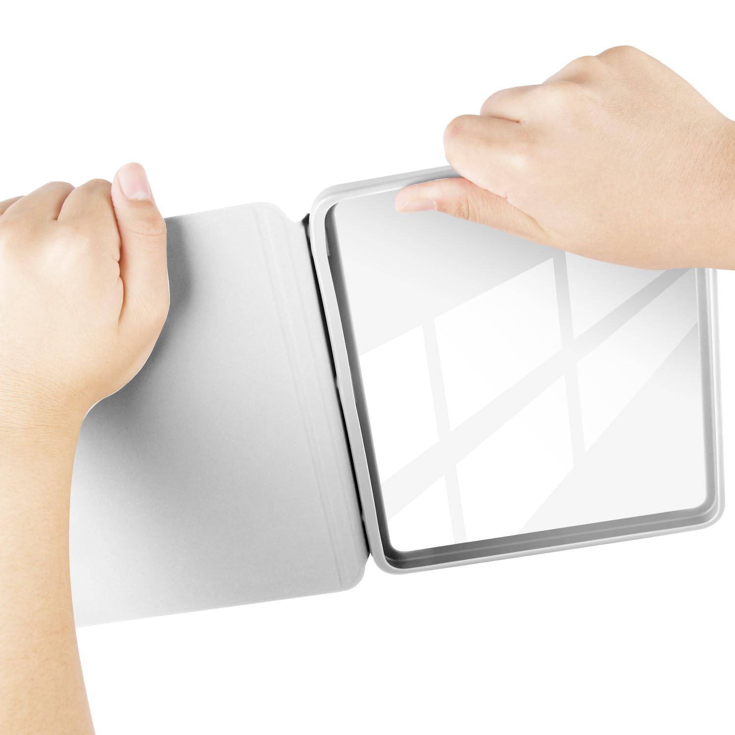 Split Folio Detachable Protective Case for 7" Kobo Libra Colour 2024 Released, Ultra Clear Transparent Back Cover Light Shell, Auto Sleep and Wake, White — view 4