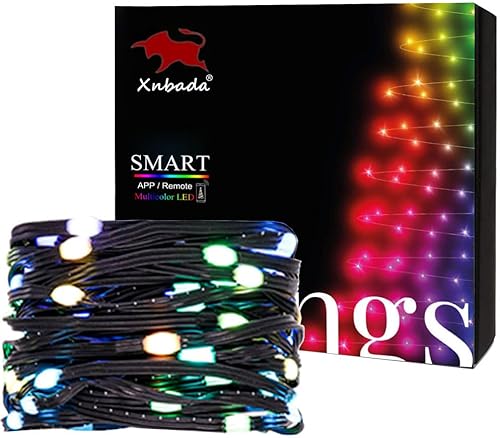 Guirnalda de luces WS2812B RGB direccionables de alambre negro de 65.6 pies, impermeable, color de ensueño, luces de Navidad para fiestas,