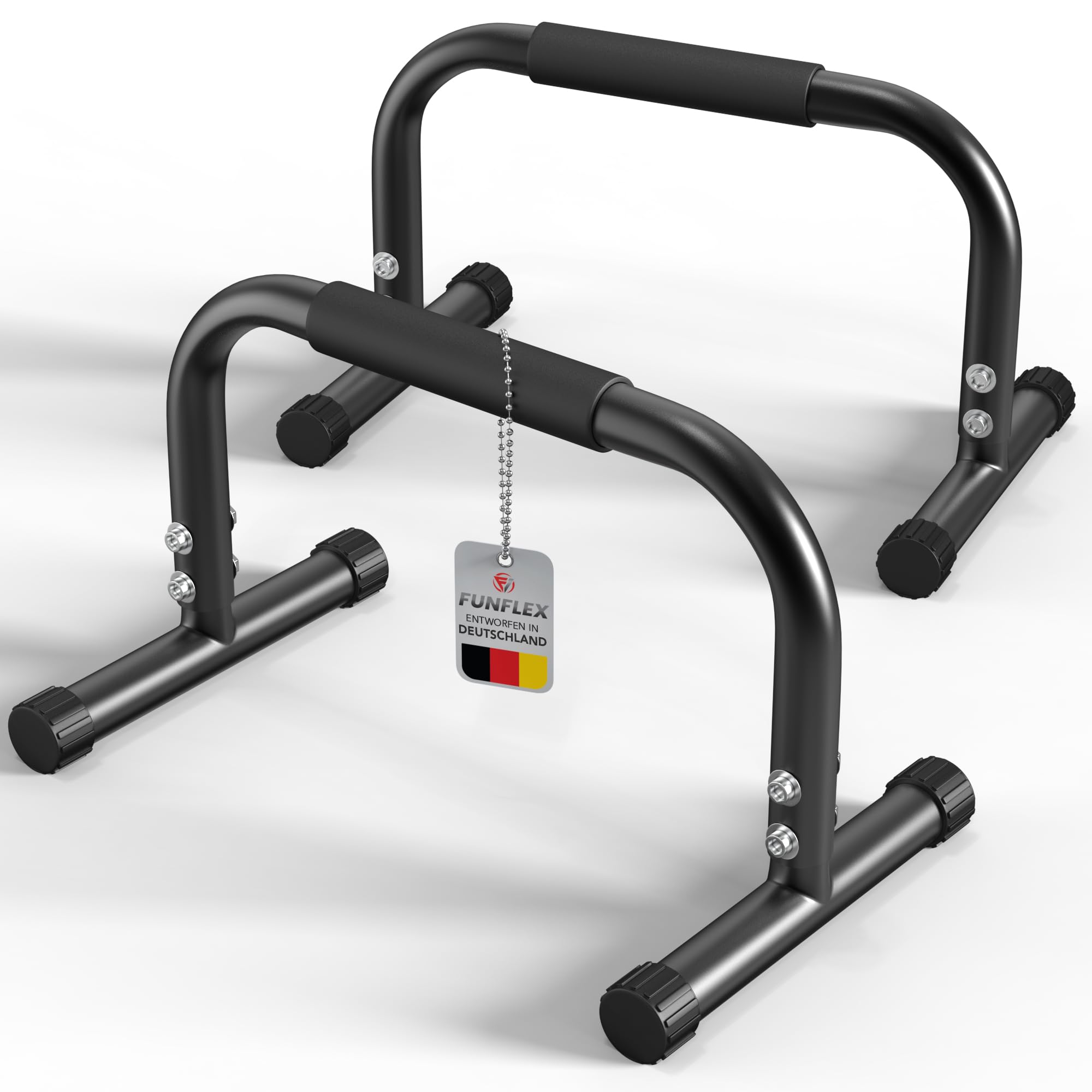 FUNFLEX Handstand Barren, Parallettes Liegestützgriffe aus Stahl – Rutschfeste Push-Up Bars, Dips & Calisthenics – Fitnessgerät für Zuhause & Outdoor