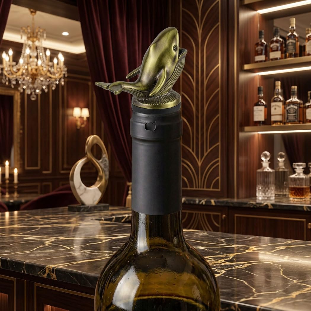 Set di 2 aeratori per vino a forma di balena, aeratore per vino e whisky, in metallo