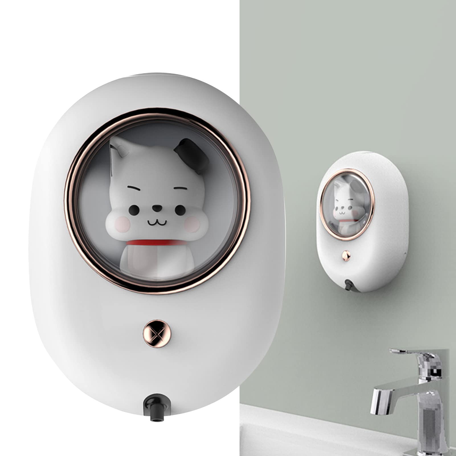Fafeicy Dispenser di Sapone a Parete, Design a Capsula Spaziale, Dispenser Automatico di Schiuma, Ricaricabile, Impermeabile, per e Bagno
