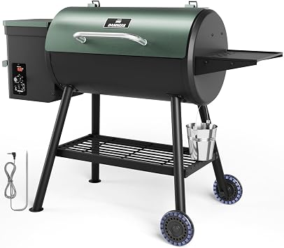 Electric Pellet Smoker Grill 565 SQ.IN Cook Area Pellet Smoker with Auto Feed & PID Controller 500F Max Temperature 8 in 1 BBQ Grill with Meat Probe & Side Table with Hooks Perfect for Outdoor BBQ