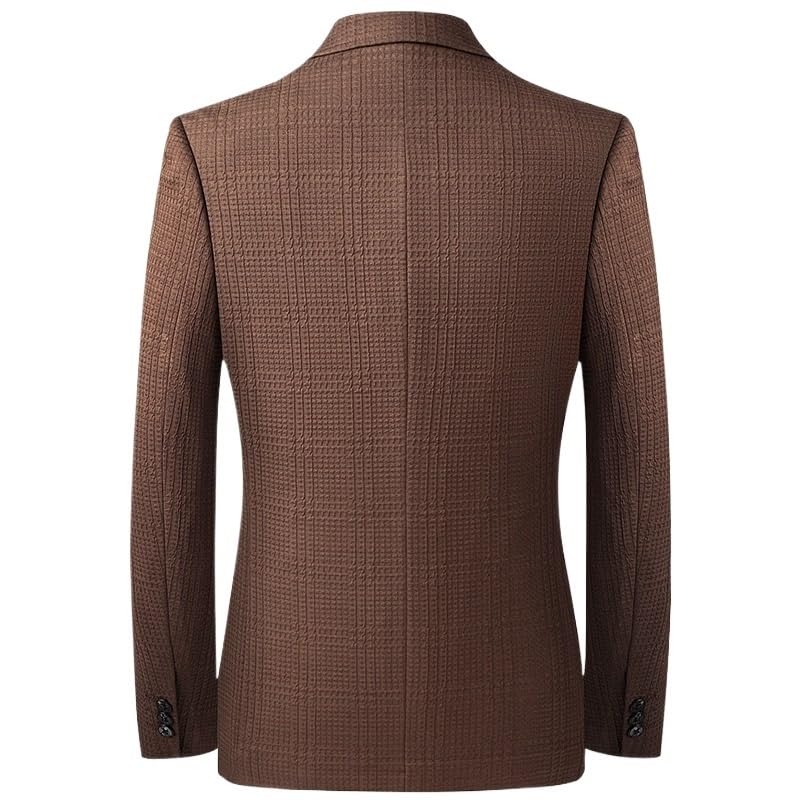 Mens Brown Print Casual Slim Fit Suit Jacket Lightweight Two Button Business Sport Coats2