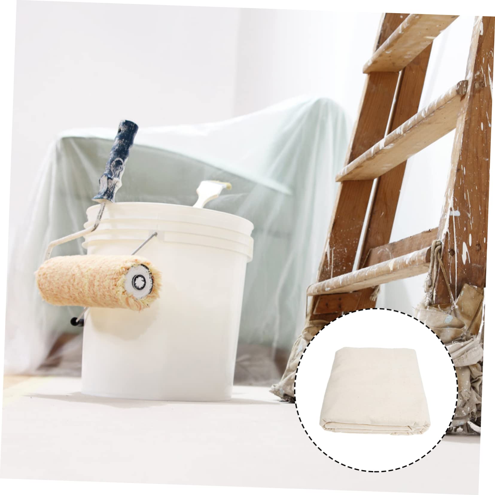 ABOOFAN Telo Imbianchino Pavimento in Cotone Beige, Copertura 200x300 Cm | Lavabile e Riutilizzabile, per Mobili e Lavori Fai-da-te, Uso Domestico e Crafting