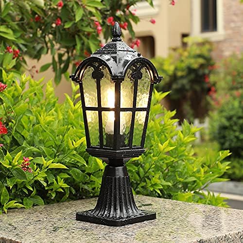 Outdoor Door Pillar Light, Garden Light, Outdoor Light, IP23 Waterproof Retro Aluminum Pillar Light, Modern Industrial E26 Decorative Glass Pillar Light, Garden Decorative Landscape Light,