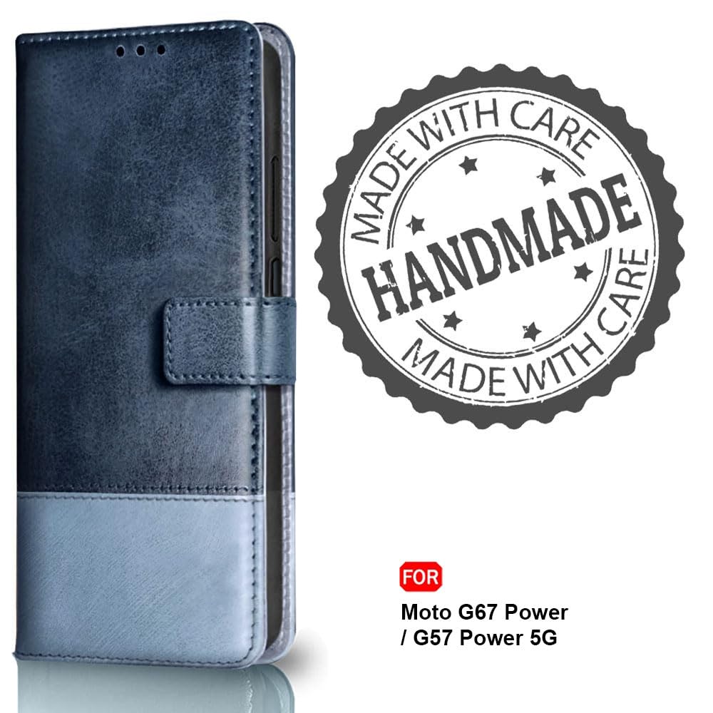TheGiftKart Flip Back Cover Case for Motorola Moto G67 Power / G57 Power 5G | Dual-Color Leather Finish | Inbuilt Stand & Pockets | Wallet Style Flip Back Case Cover (Faux Leather, Blue & Sky) — Amazon image 9