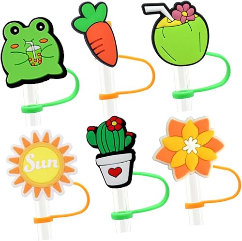 Miniatura 2 de 30 fundas de paja de 0.32 pulgadas al azar, a prueba de polvo, lindas cubiertas reutilizables para popotes, cubierta de paja de PVC para vasos de