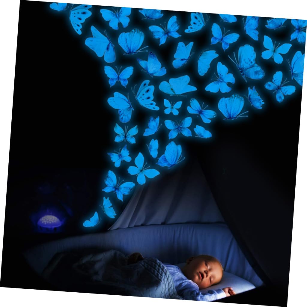 DECHOUS 4 Set Di Adesivi Murali Farfalle Per Camerette Bambini Adesivi Murali Luminescenti Rimovibili E Riutilizzabili.