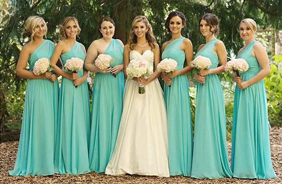 Vestido de gasa con un solo hombro para mujer, vestido de baile de graduación, boda, dama de honor