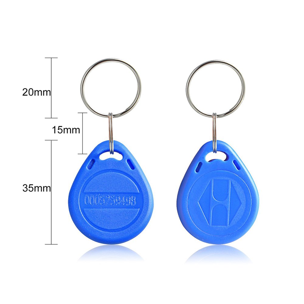 125KHz Llavero Regrabable RFID Keyfobs T5577 Etiqueta Token Clave para Control de Acceso Tarjeta de Usuario Azul (100)