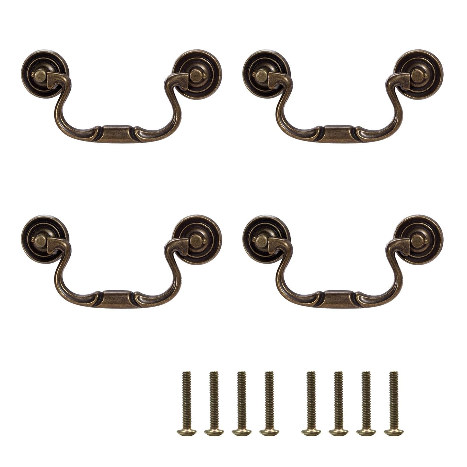 YONMLEDO Brass Vintage Drawer Handles Antique Bronze Bail Style Drawer Pull Handle for Vintage Cupboard, Old Desk, Dresser, Vanity Etc Furniture, CC 96mm