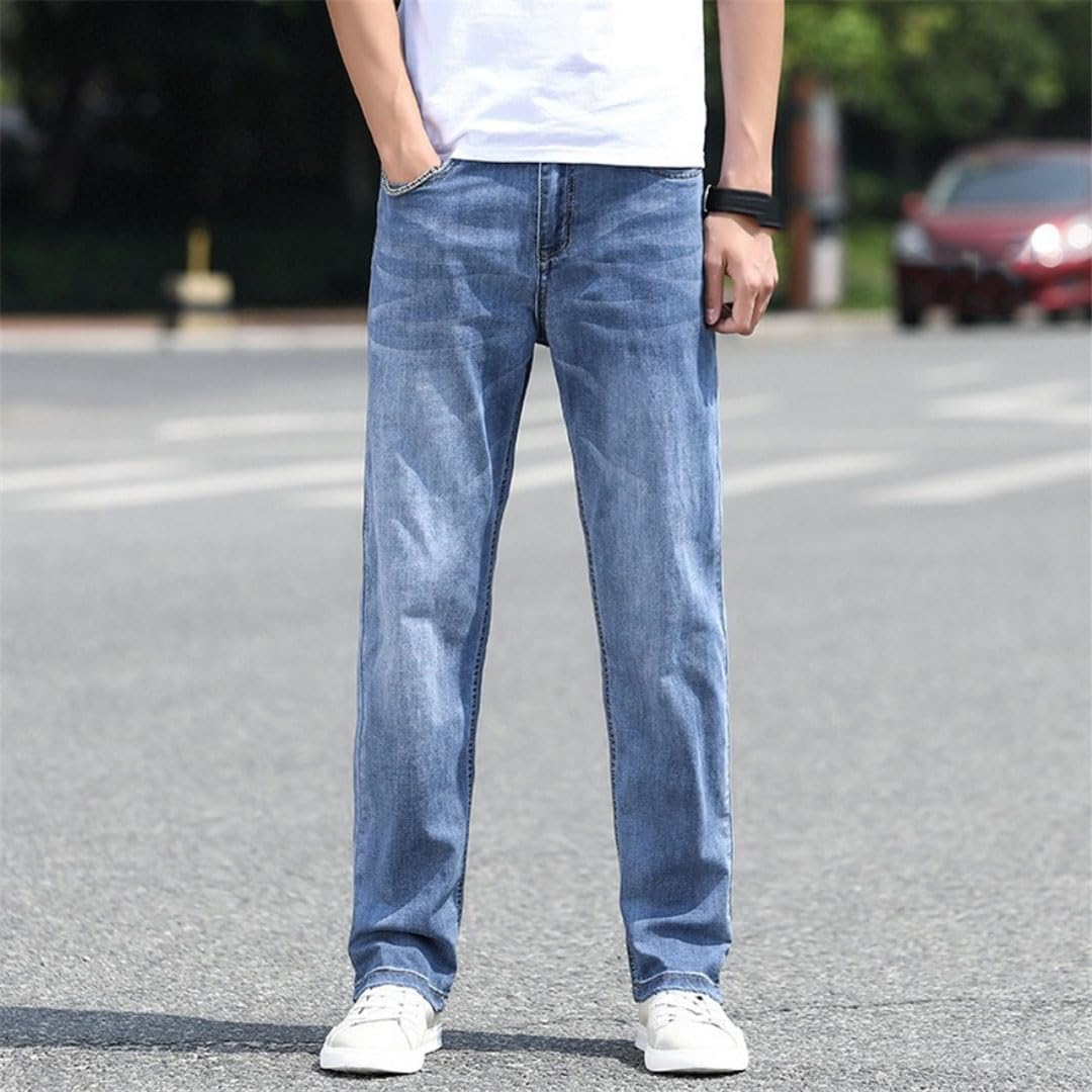 Vogrtcc Pantalones Largos Rectos Sueltos para Hombre Jeans Casuales Elásticos