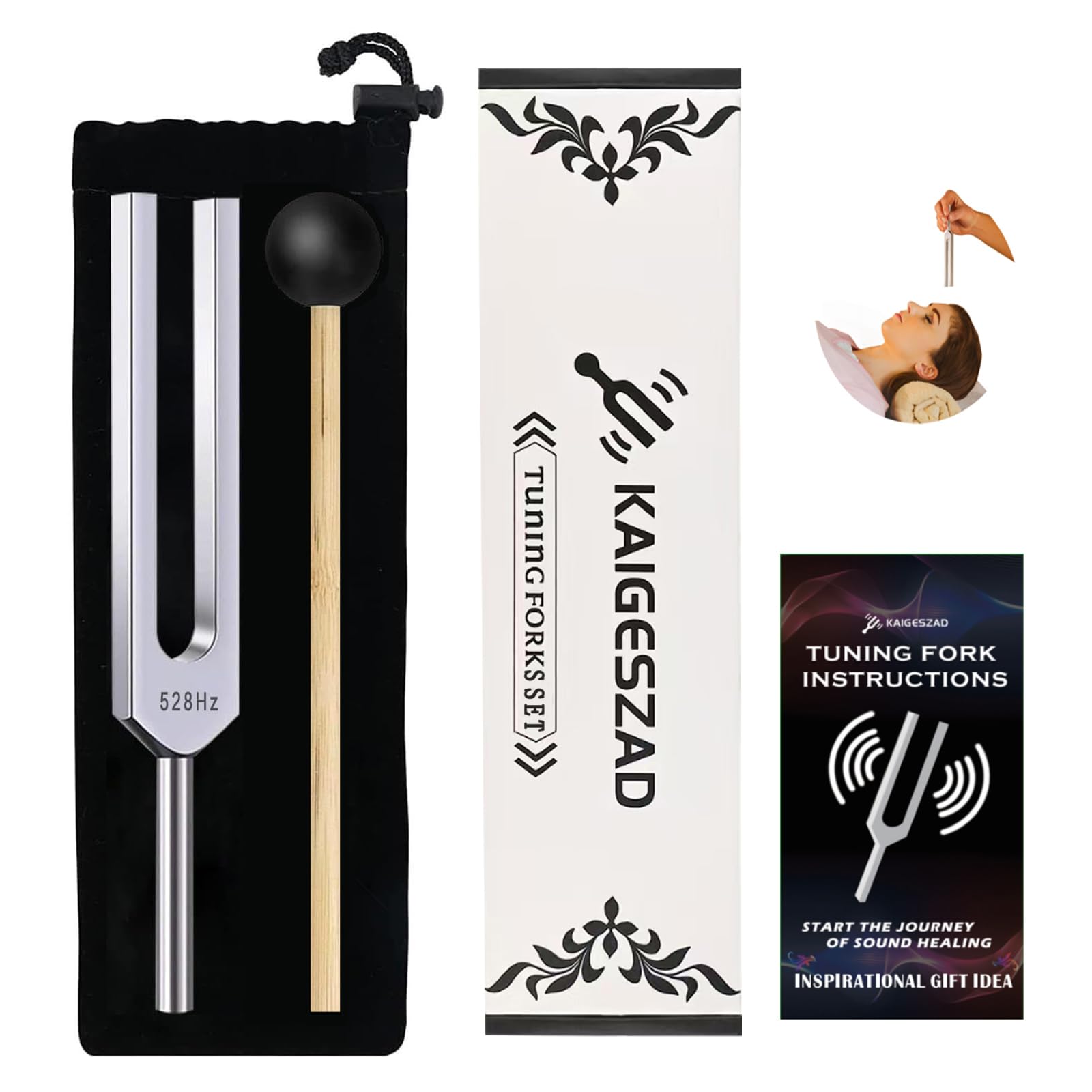 528 hz tuning fork with reflex hammer for healing chakra setaluminum alloy with silicone hammer and storage bag ideal for sound healing spa aromatherapyyoga meditation and relaxation